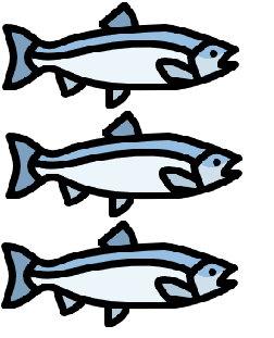 three pieces of fish