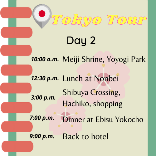 Tokyo Tour Schedule